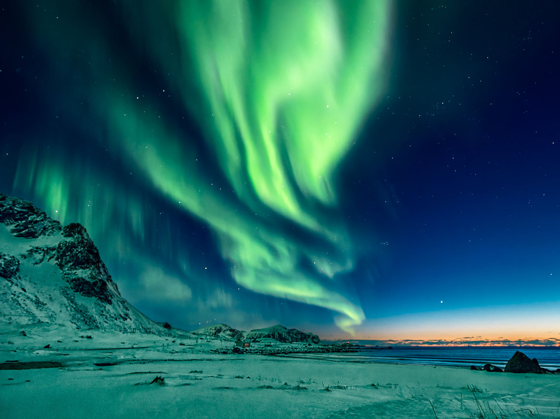 Polarlicht am Skagsanden Beach