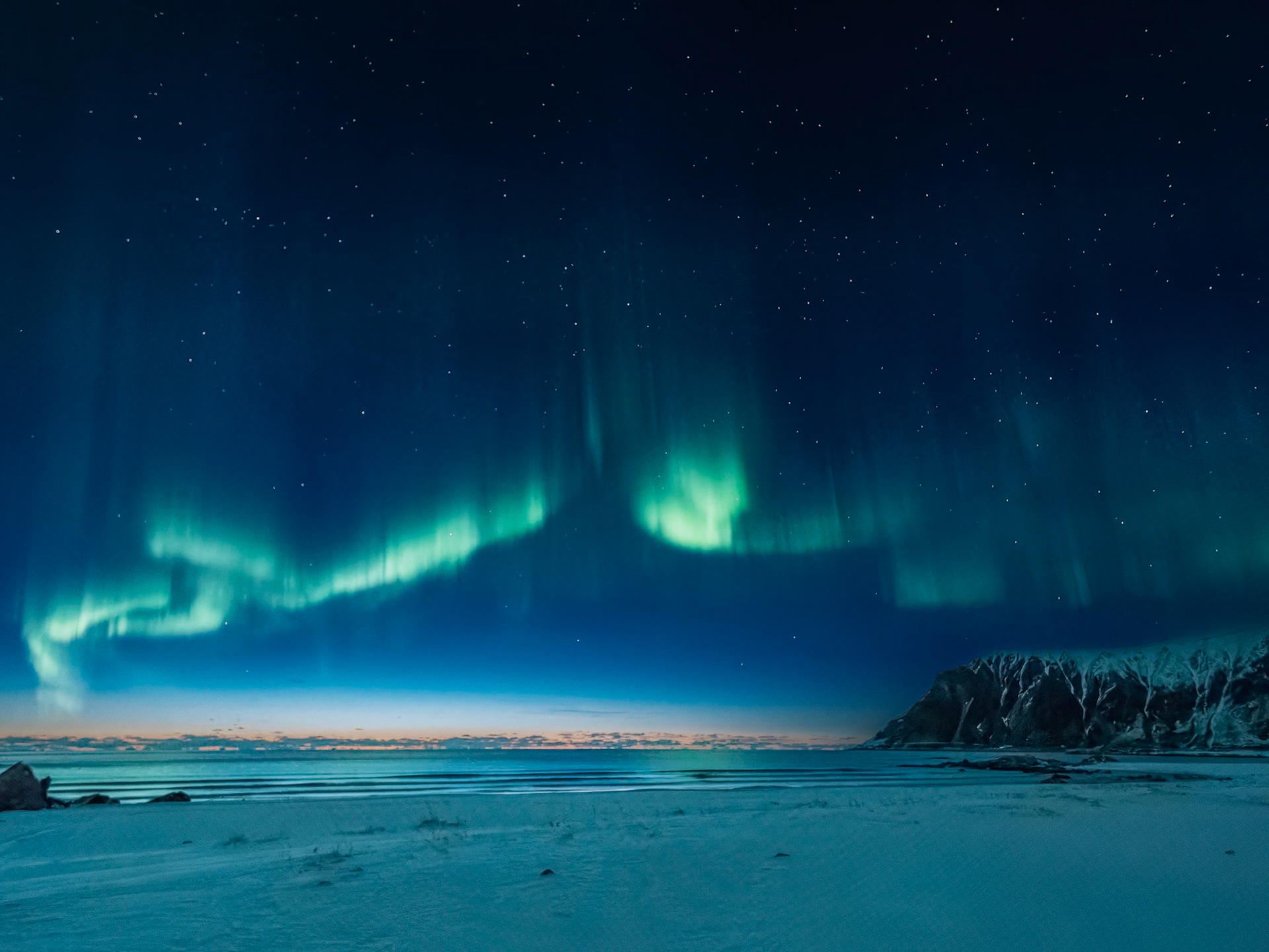 Polarlicht am Skagsanden Beach
