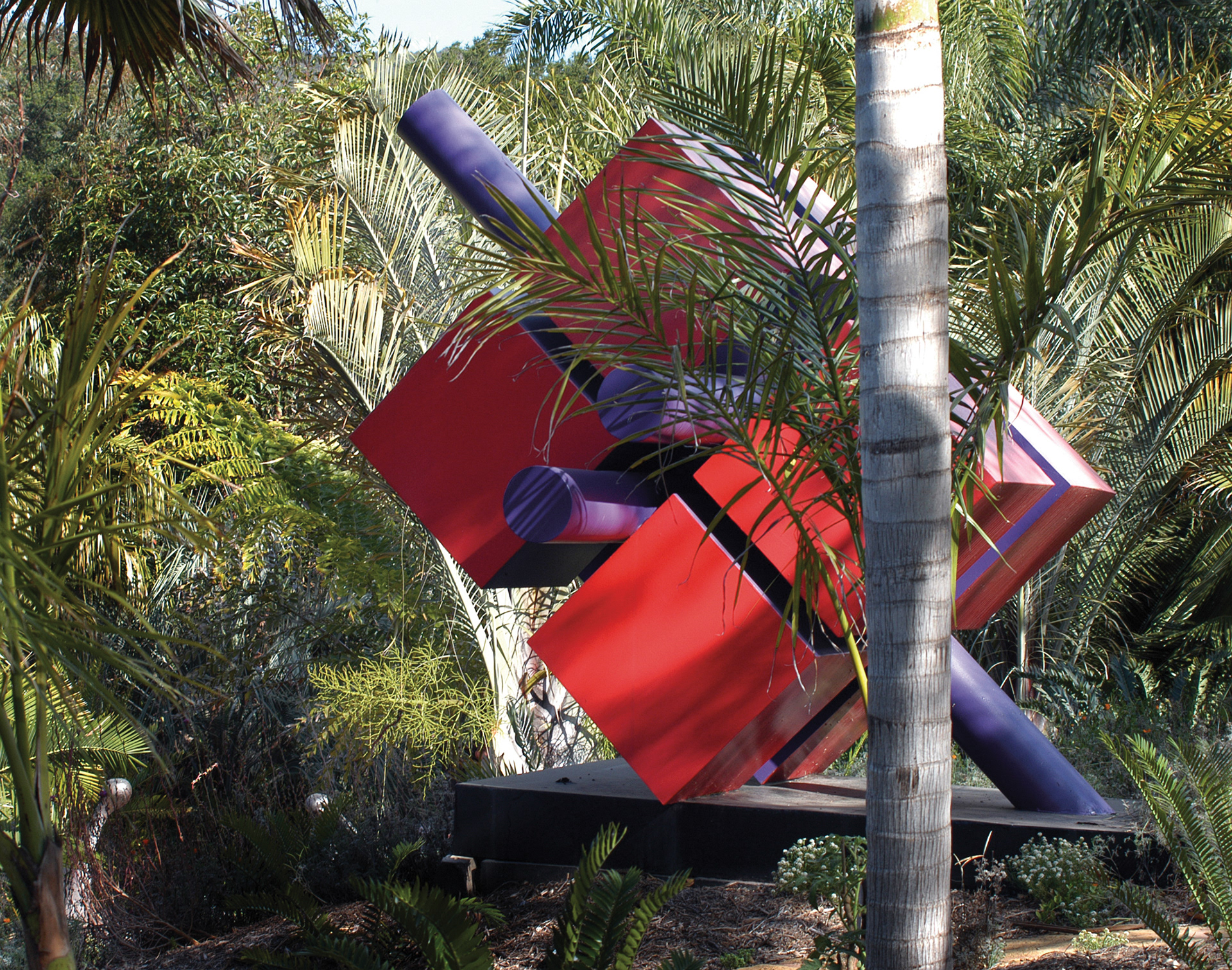 "Cubes" painted steel sculpture by Joseph Kinnebrew