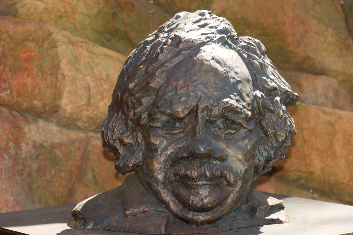 a bronze sculpted bust of Honore de Balzac
