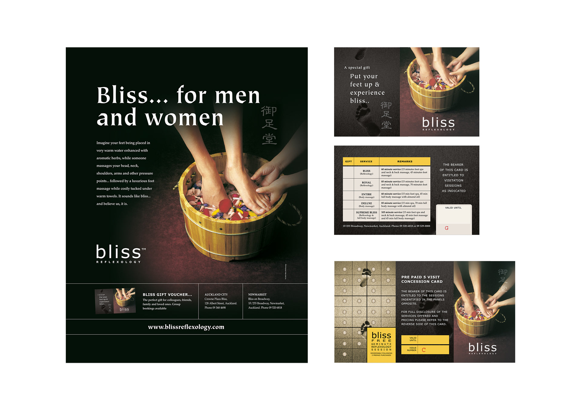 Bliss Advert & Treatment Card Designs