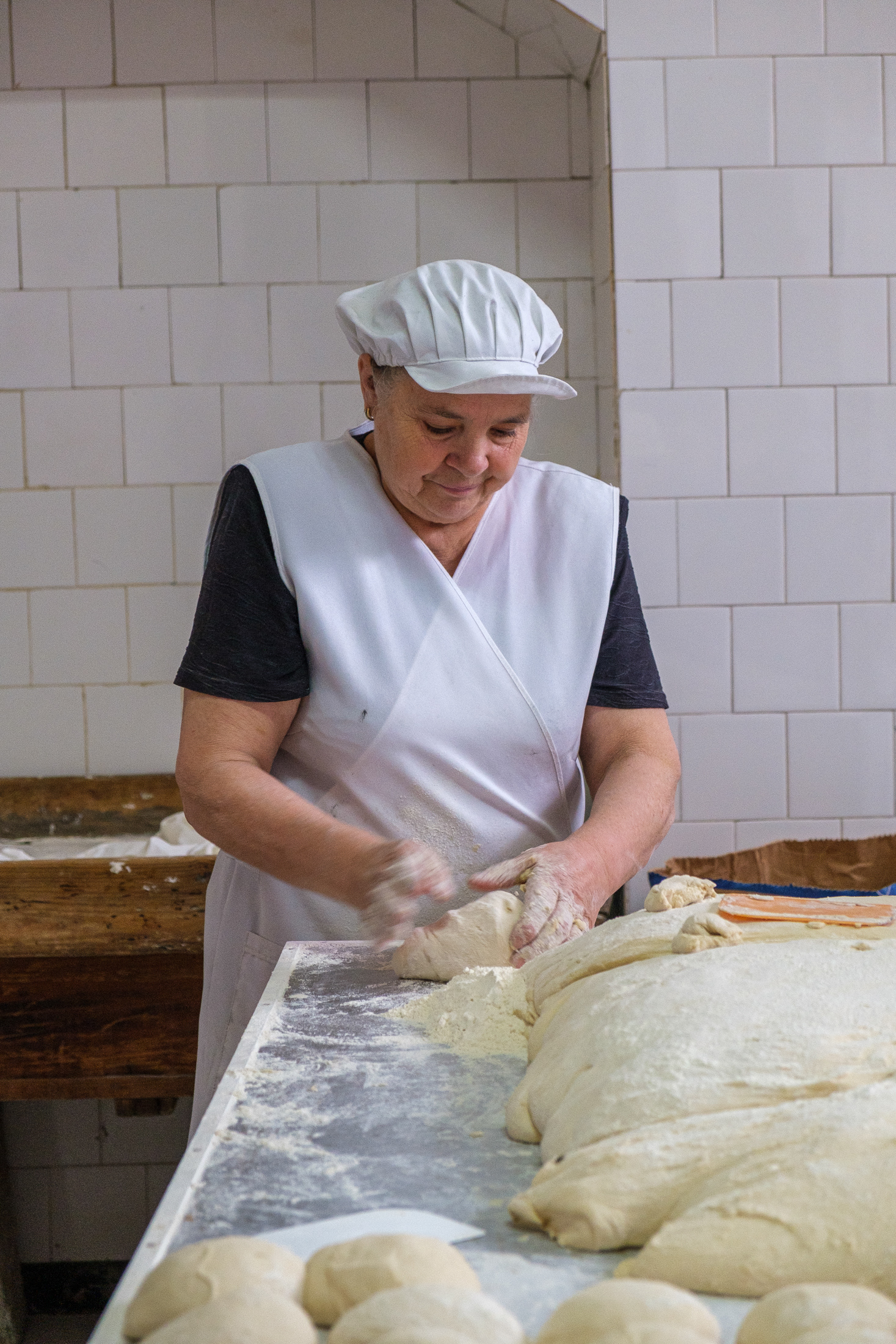 Making the 4 corner bread in a traditional bakery