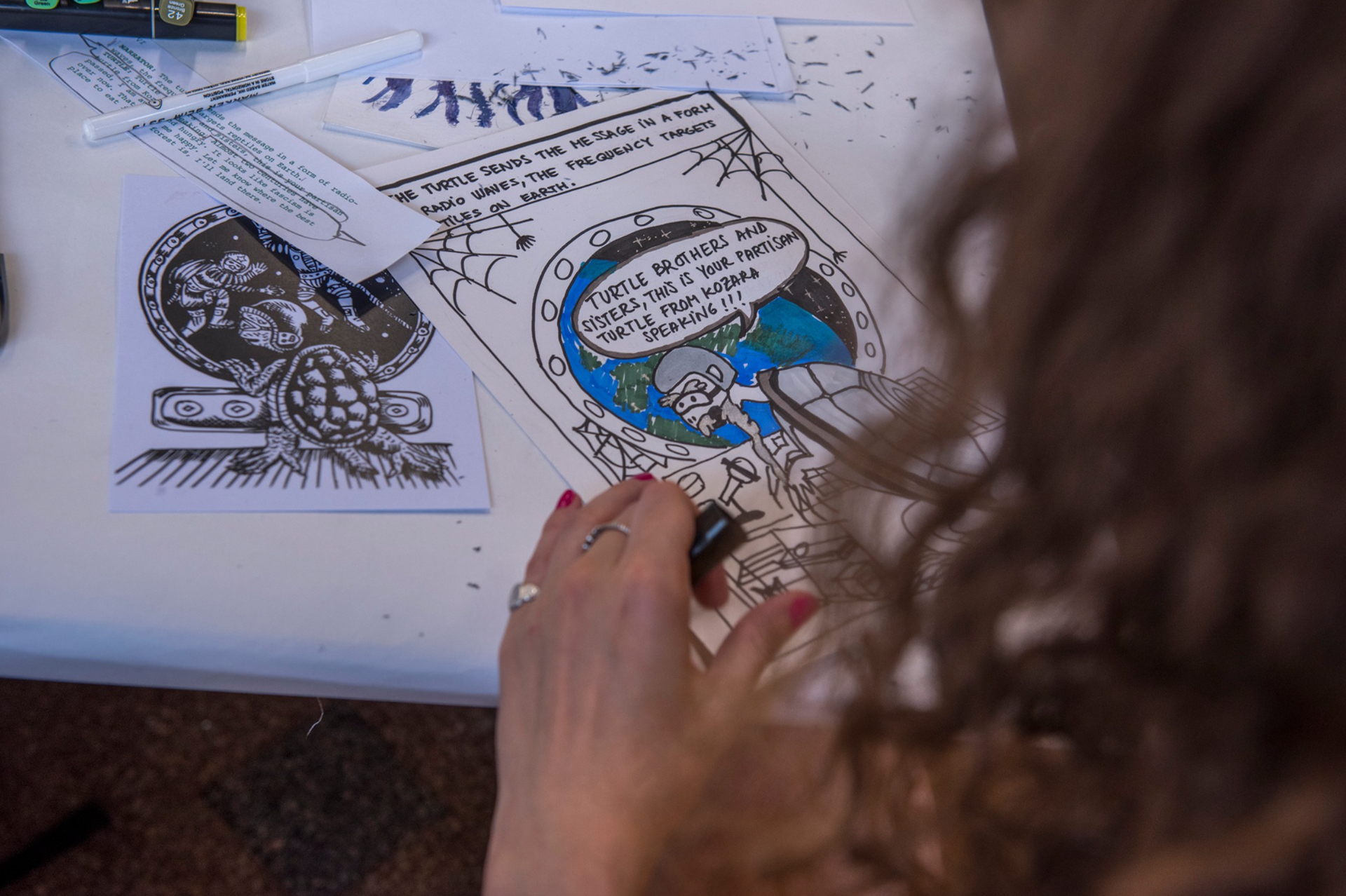 Collective comics workshop Partisans in Space with Rena Rädle & Vladan Jeremić Photo: Cătălin Bătrânu