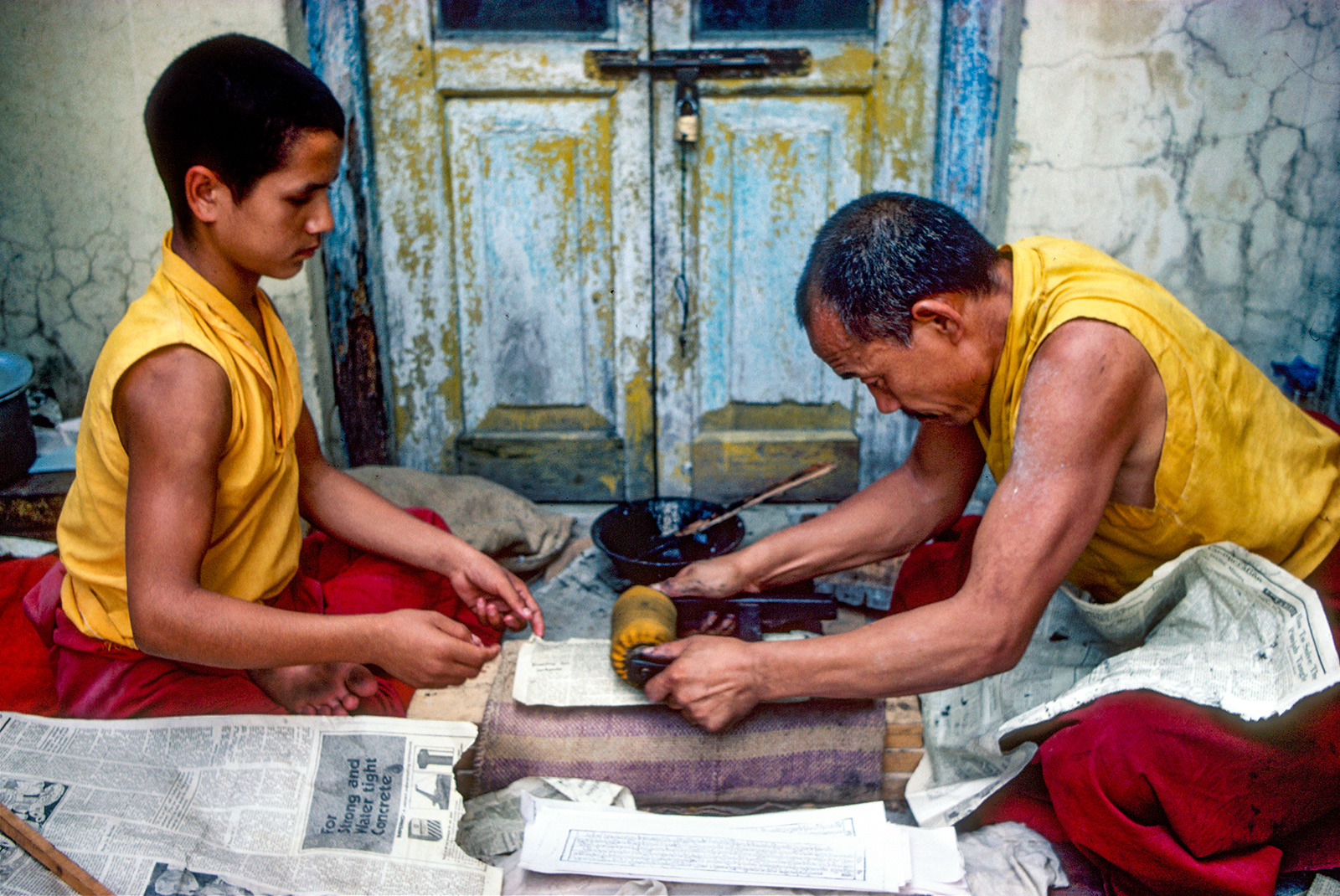 Printing Buddhist texts, Dehradun. India