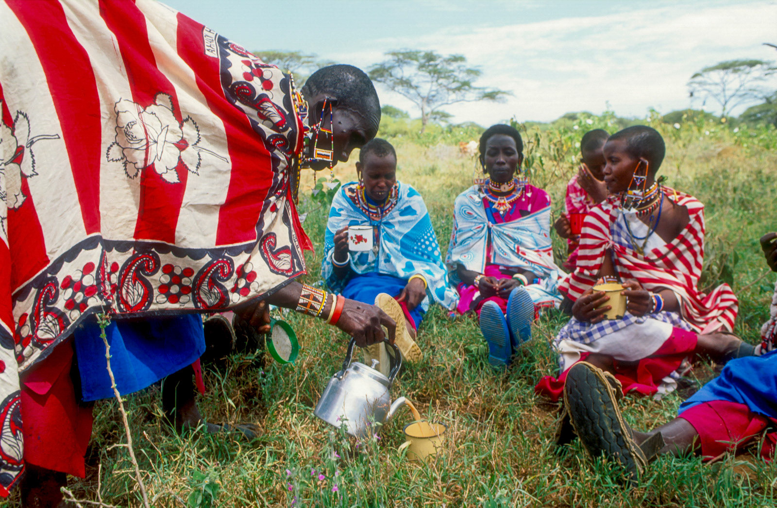 Maasai women's group drinking tea. Kajiado. Kenya