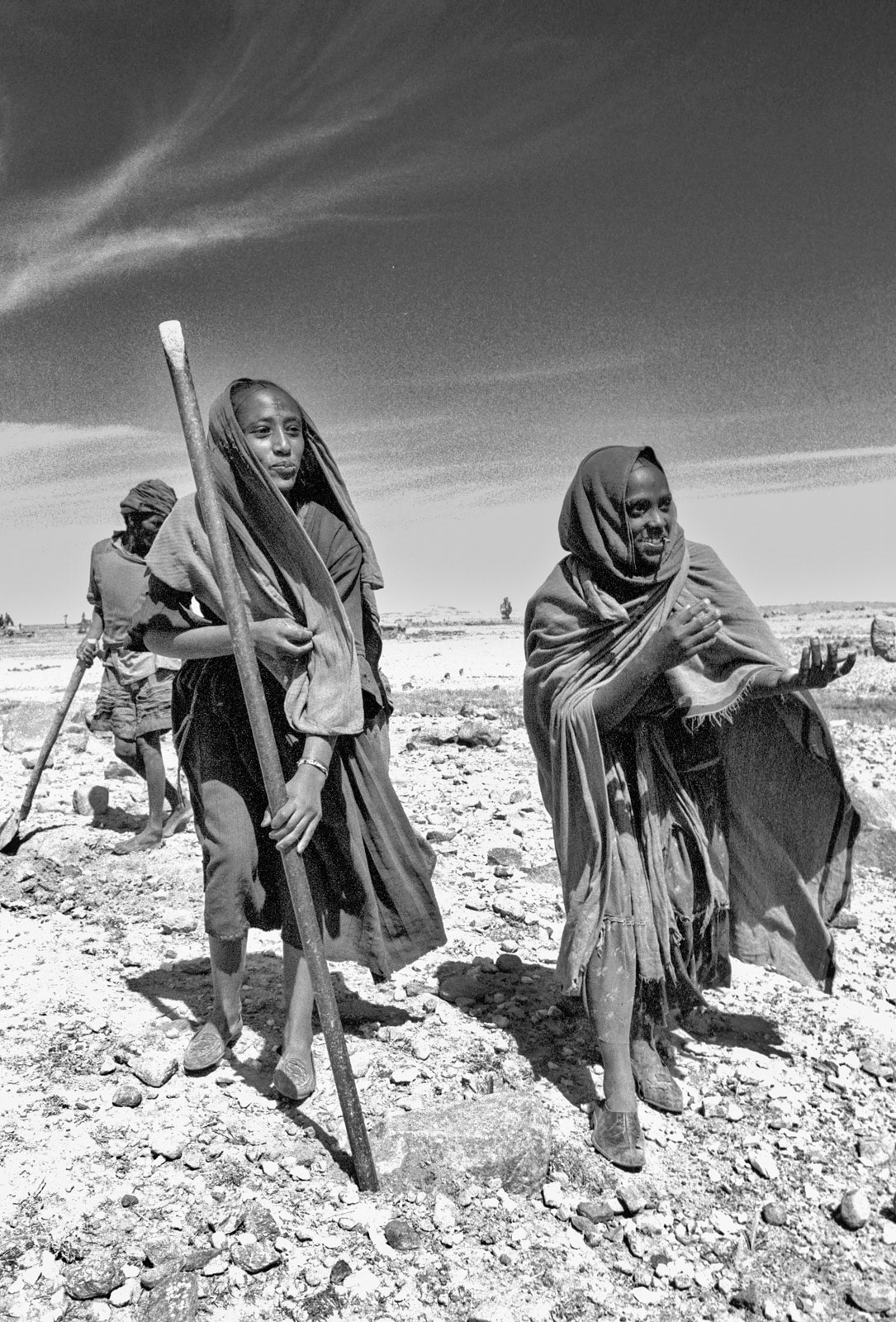 Breaking rocks for terracing land. Tigray, Ethiopia