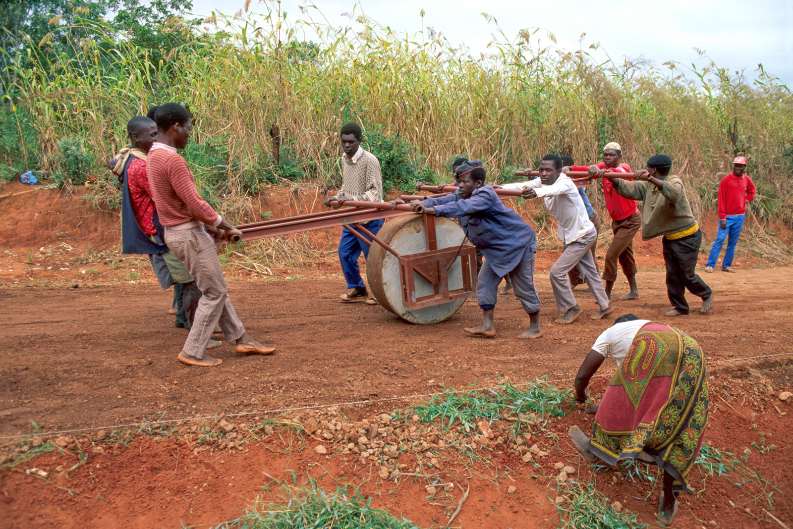 Rebuilding a road damaged during the civil war. Zambezia, Mozambique