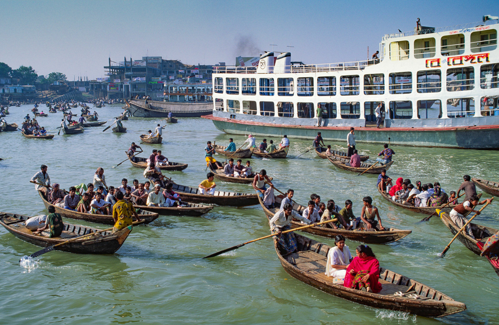 Rush hour river traffic. Dhaka, Bangladesh
