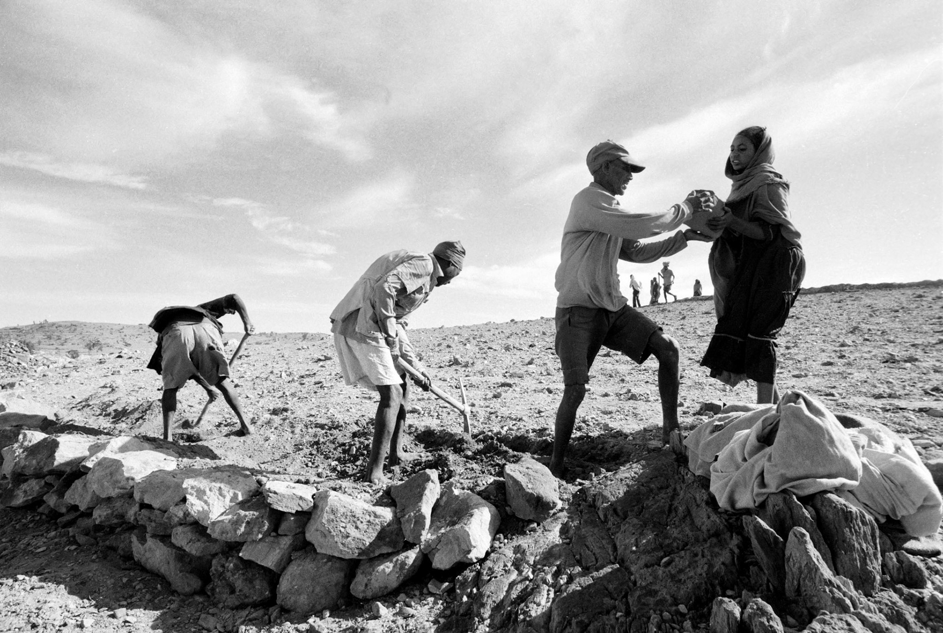 Terracing the hillside to prevent soil erosion. Tigray, Ethiopia.