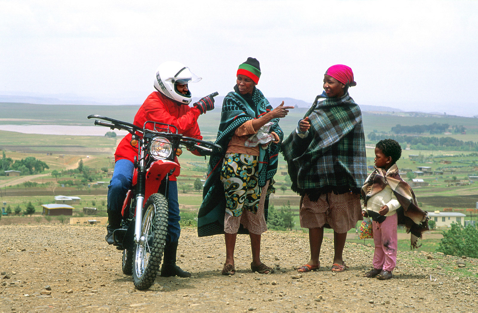 Nurse working for 'Riders for Health' in remote area of Lesotho.