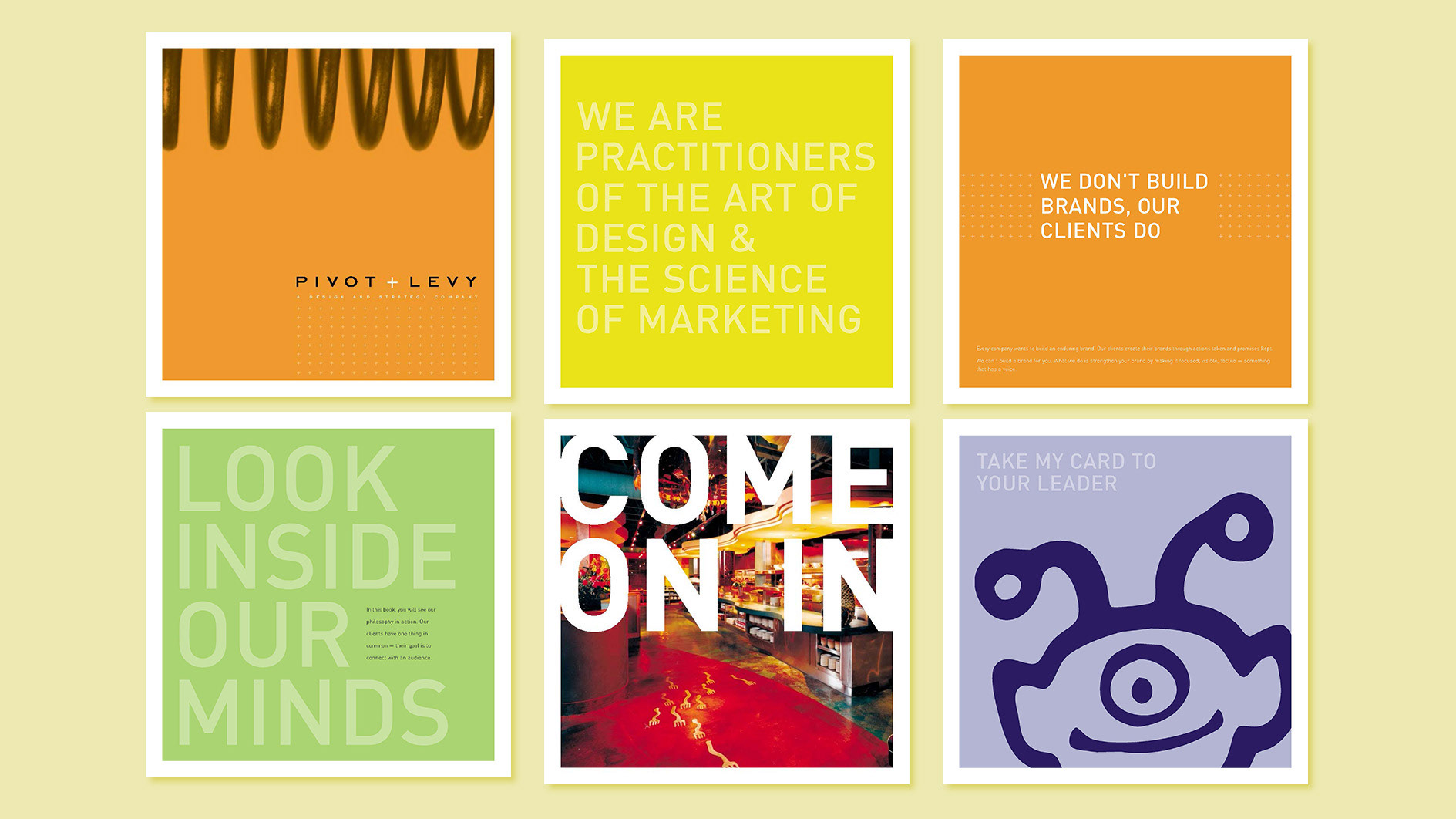 Samples pages from Master Pivot + Levy "Orange Portfolio". This piece was used to tell the firm's story and personality.