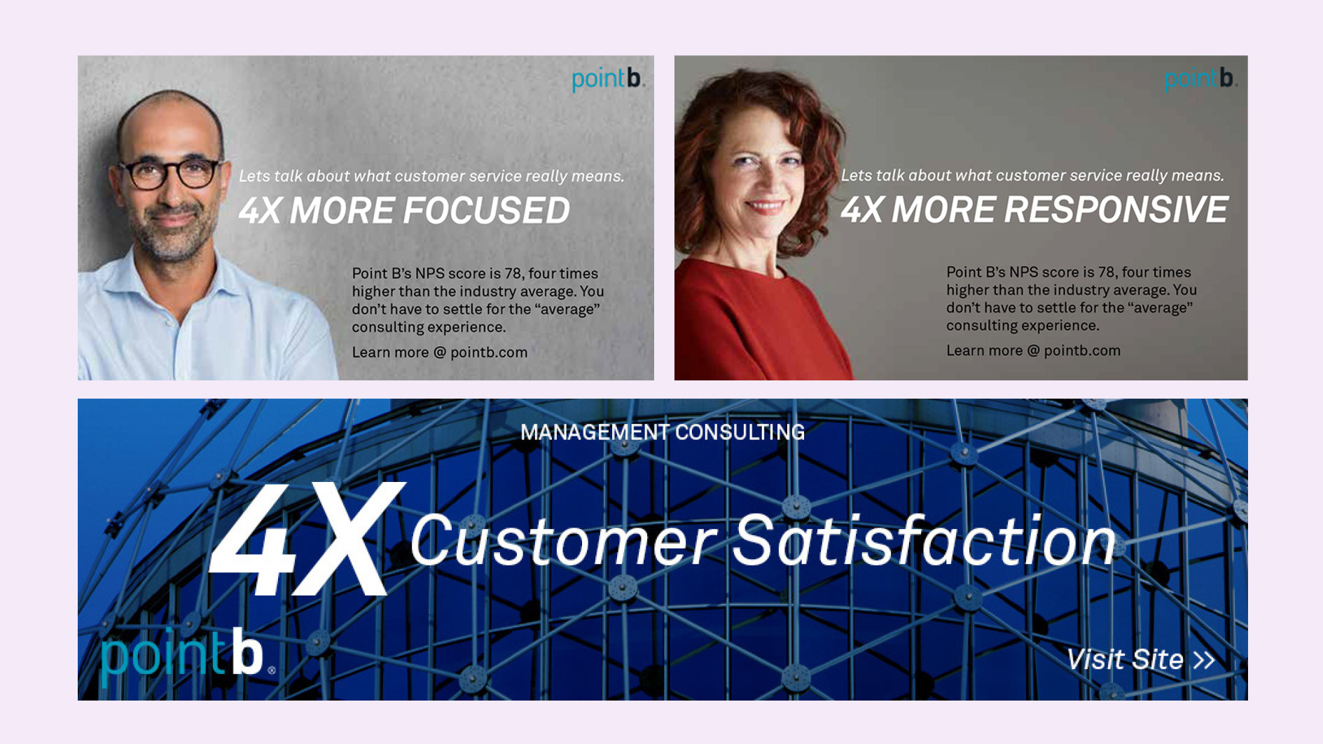 Point B 4x social media campaign concepts.
