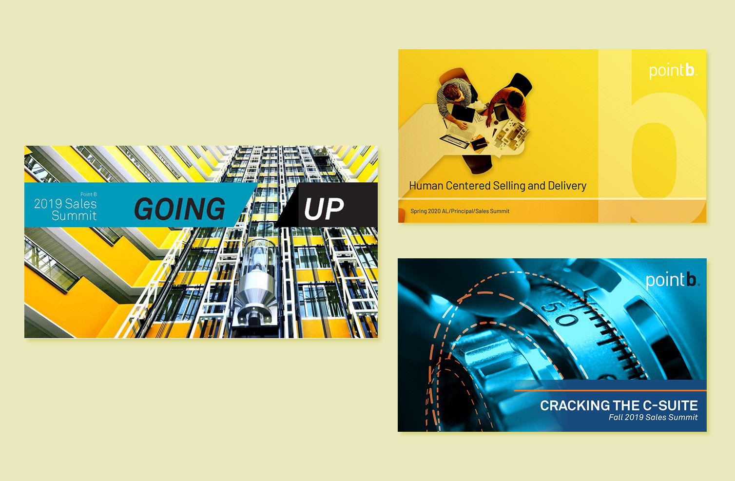 Visual themes for Point B quarterly Sales Summits