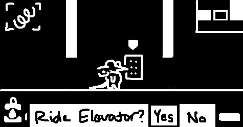 Players are prompted to ride the elevator.
