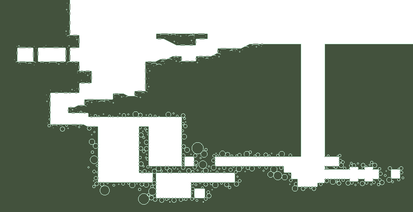 The bubble caverns and left-side surface.