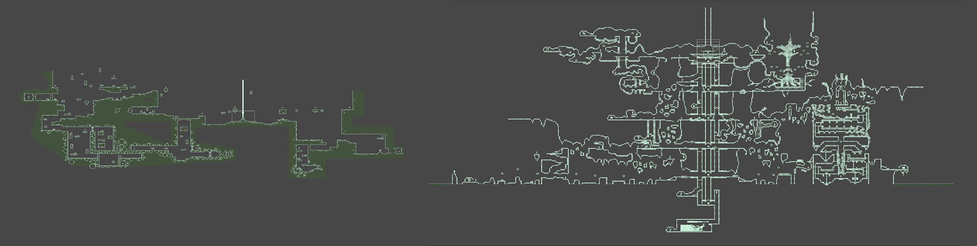 On the left is the planet of On the Flipside. To the right are the arctic depths of Zero Below.