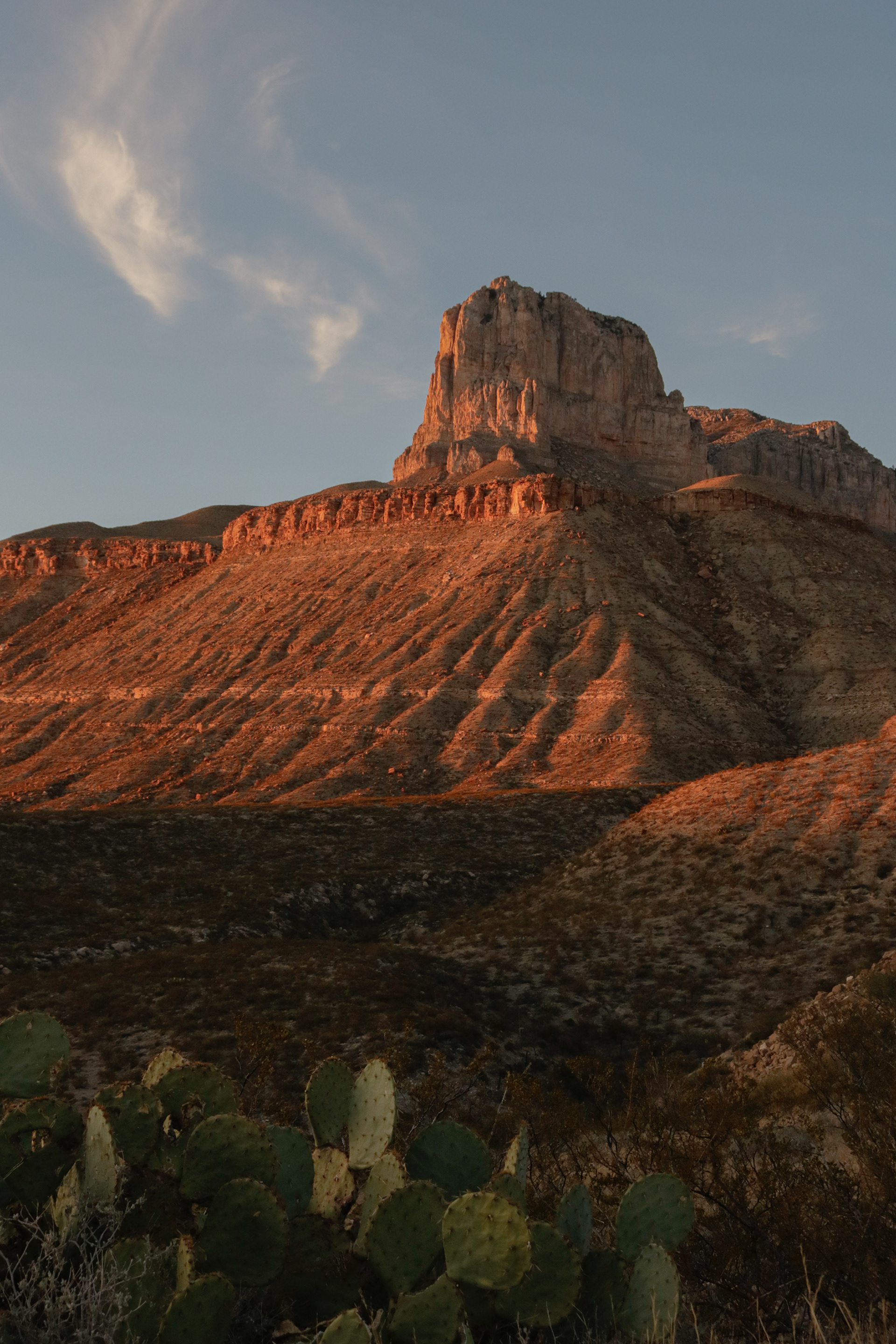 El Capitan during sunset at Guadalupe Mountains National Park.