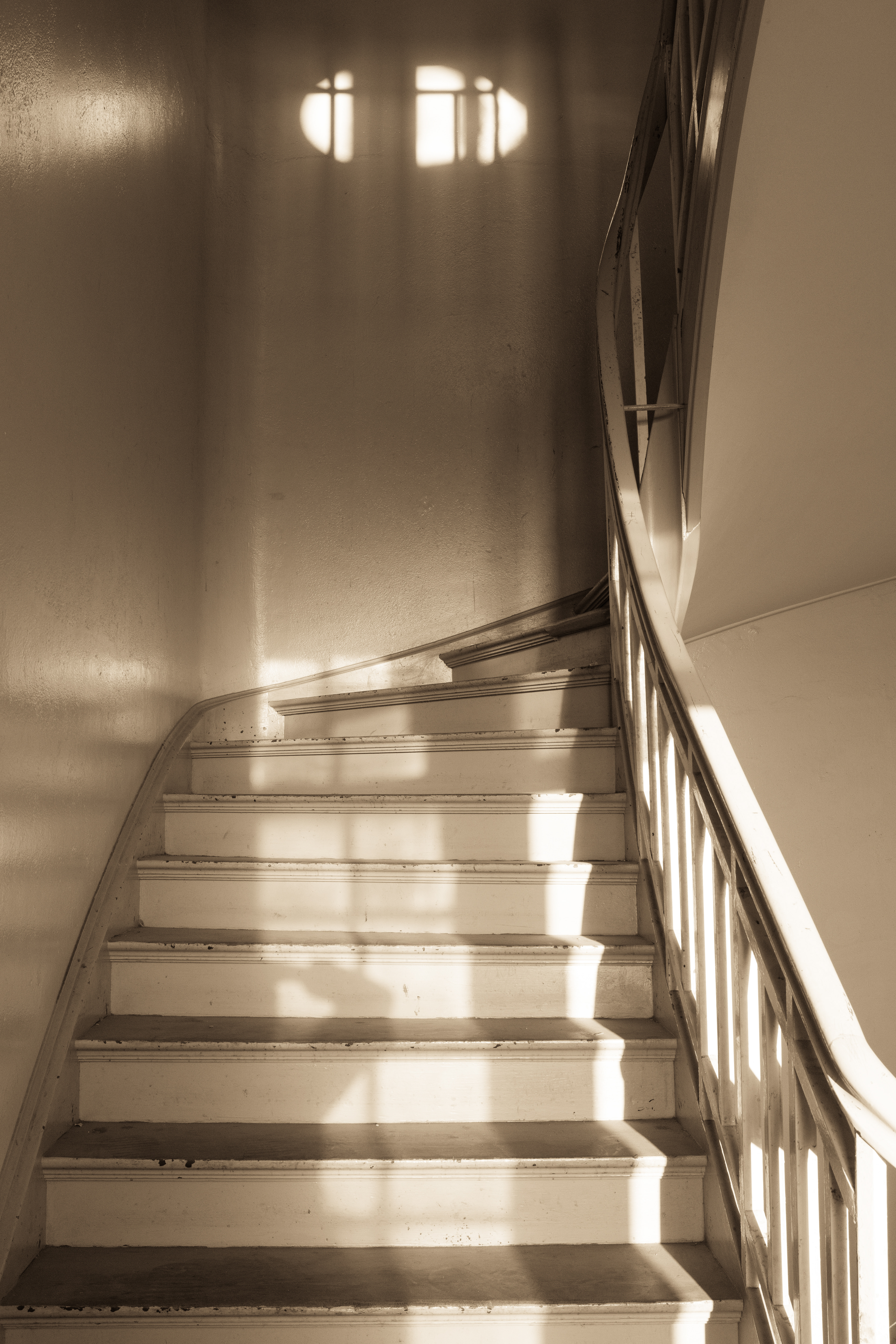 Staircase, Lüderitz Railway Station II - It's once contemporarily modern architecture is now looking tired and worn. Lüderitz, Namibia.