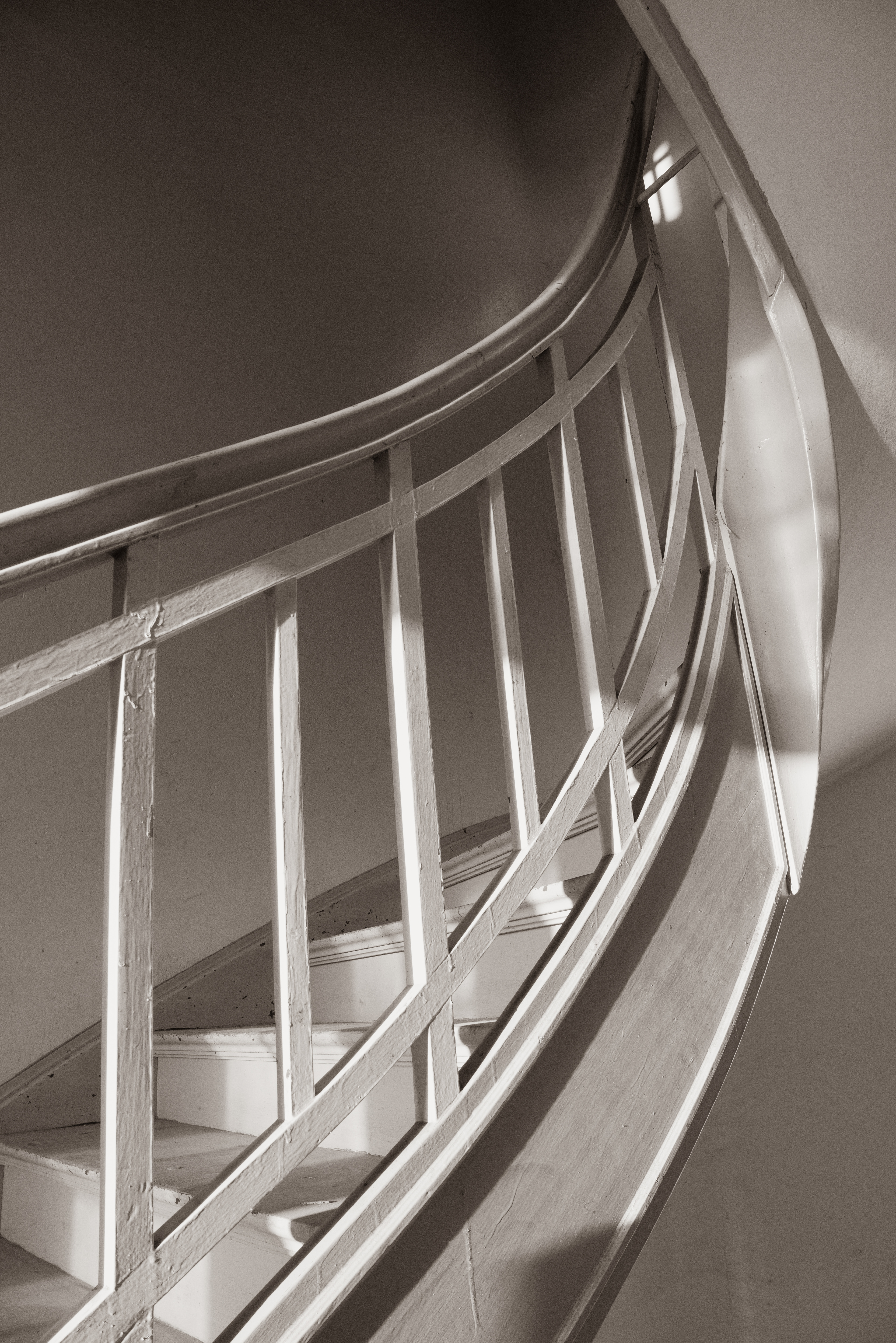 Staircase, Lüderitz Railway Station I - The Lüderitz railway station was completed in April 1914, commissioned by the German Imperial Government. It is indicative of the emergence of modern architecture in Germany at the time. Lüderitz, Namibia.