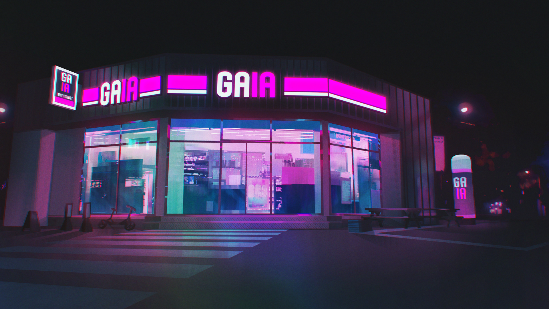 GAIA Minimart (2024). 3D Blender blockout, Photoshop, and photobash