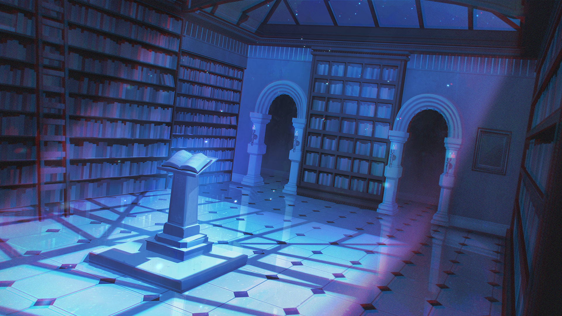 Midnight Library (2024). 3D Blender blockout and painted in Photoshop