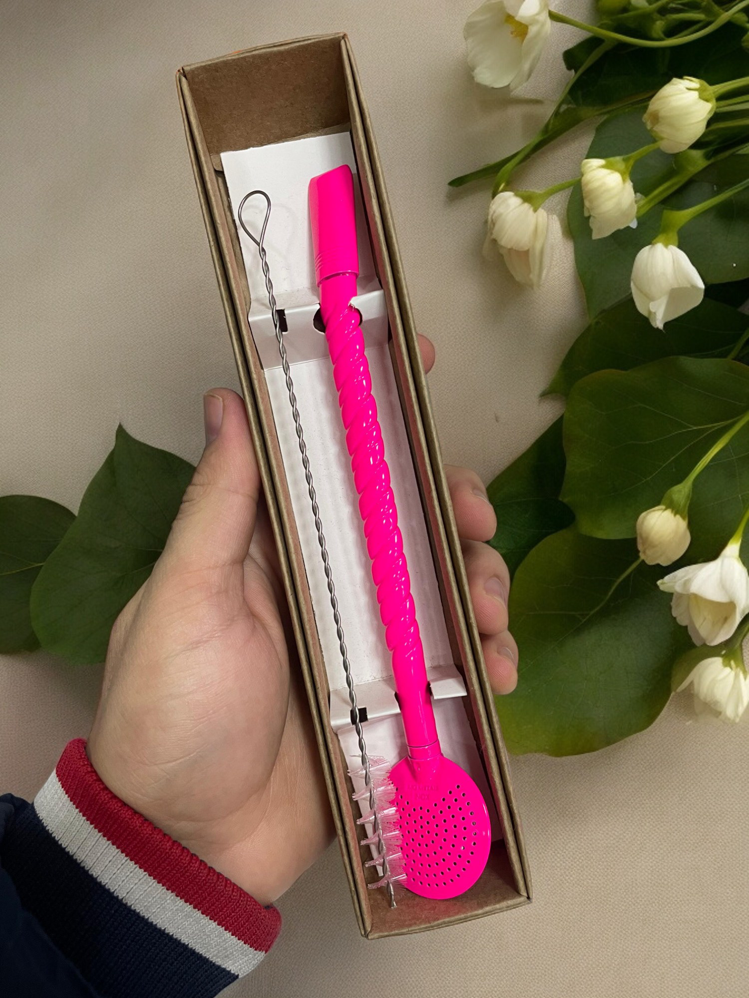 BOMBA DE INOX DESMONTÁVEL TRANÇADA ROSA