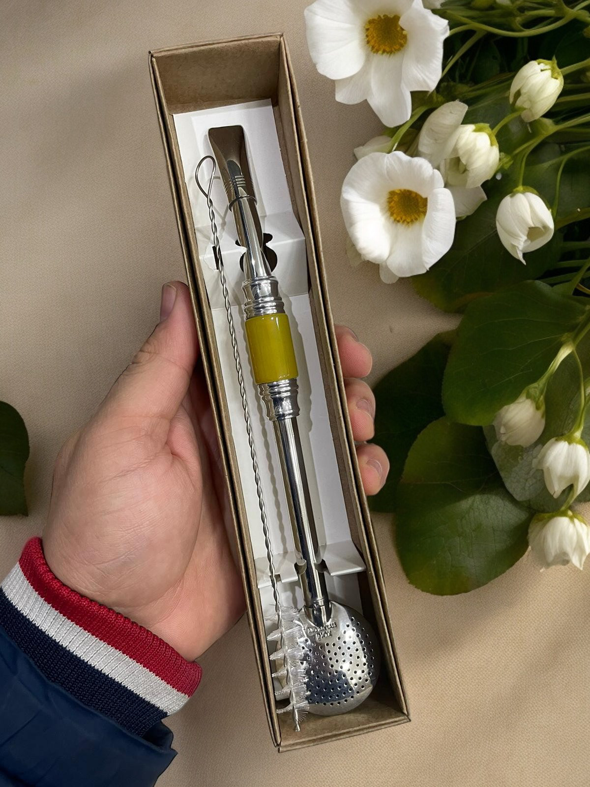 BOMBA DE INOX DESMONTÁVEL PEDRA CILÍNDRICA AMARELA