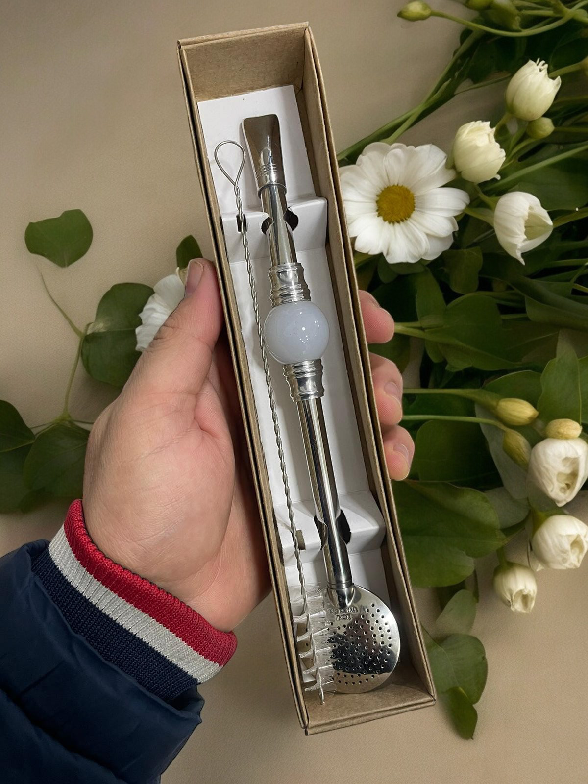 BOMBA DE INOX DESMONTÁVEL PEDRA BOLINHA BRANCA