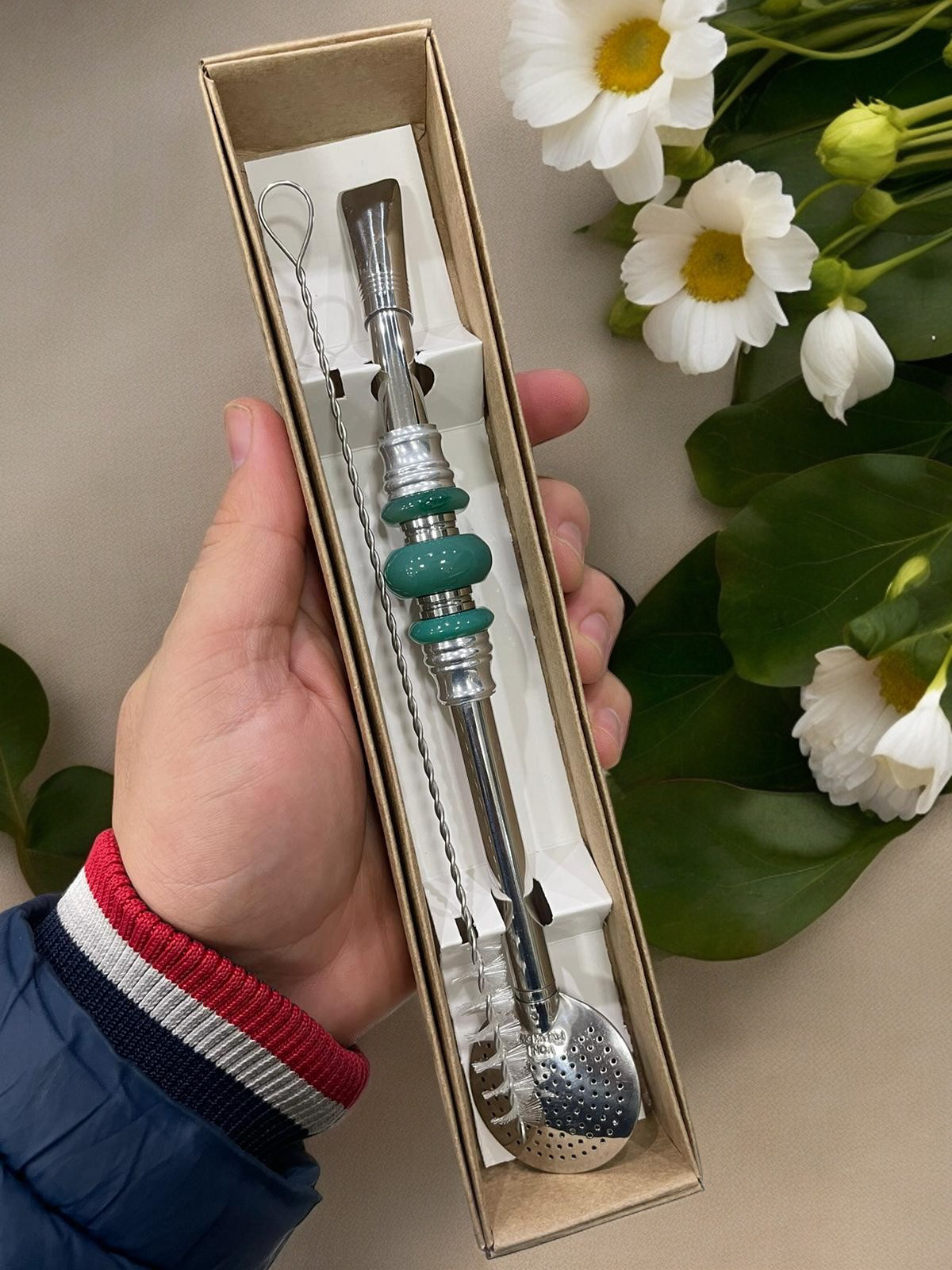 BOMBA DE INOX DESMONTÁVEL PEDRA 3 ELOS SEPARADOS VERDE