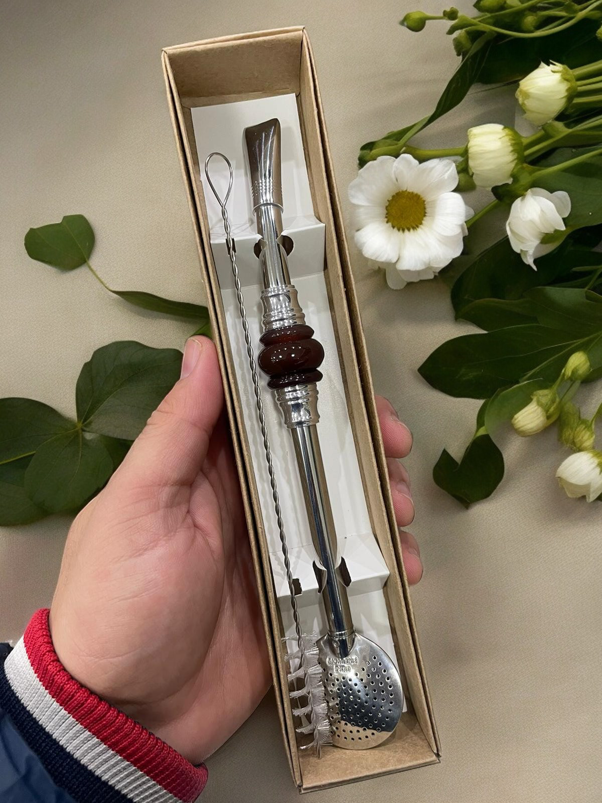 BOMBA DE INOX DESMONTÁVEL PEDRA 3 ELOS GOMO MARROM