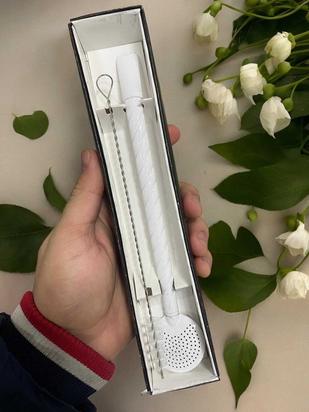 BOMBA DE INOX DESMONTÁVEL TRANÇADA BRANCA