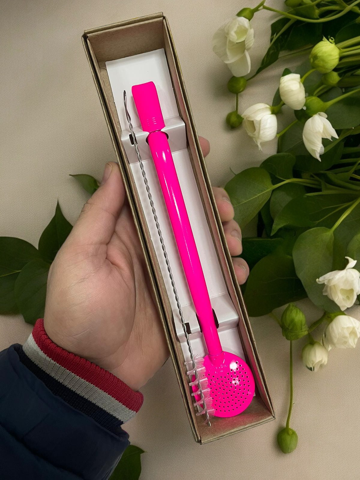 BOMBA DE INOX DESMONTÁVEL ROSA NEON