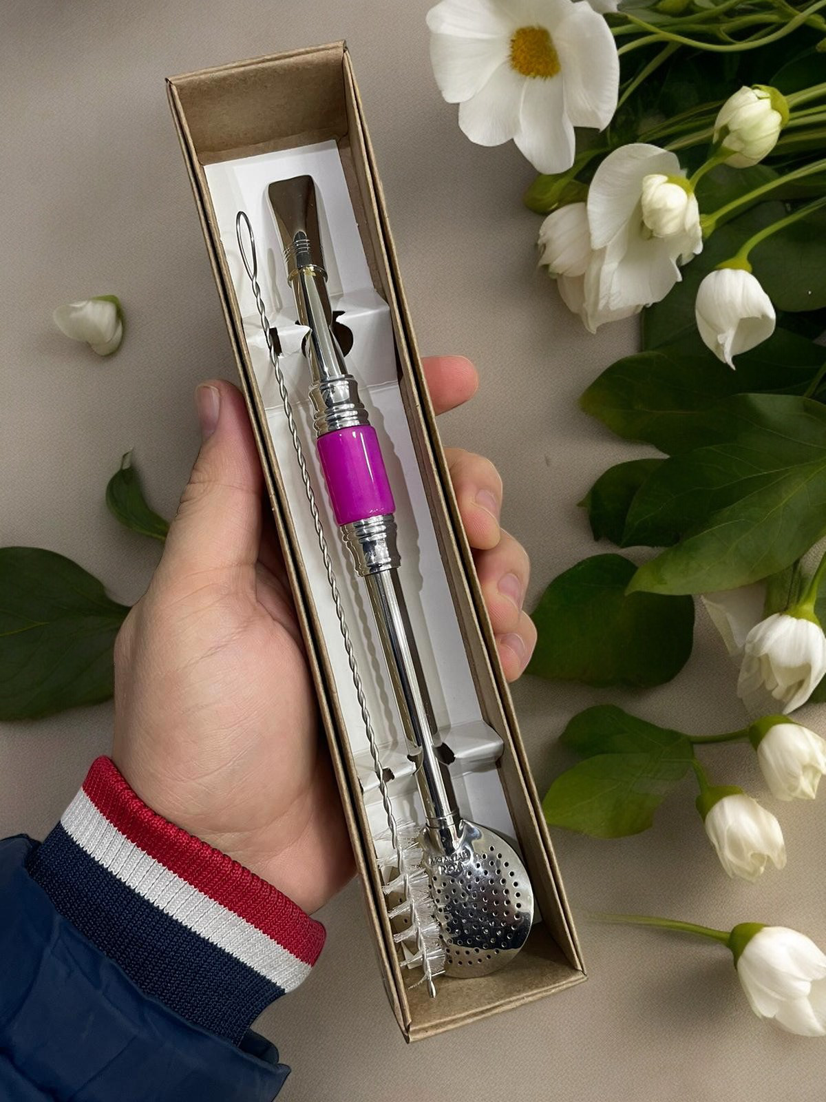 BOMBA DE INOX DESMONTÁVEL PEDRA CILÍNDRICA ROSA