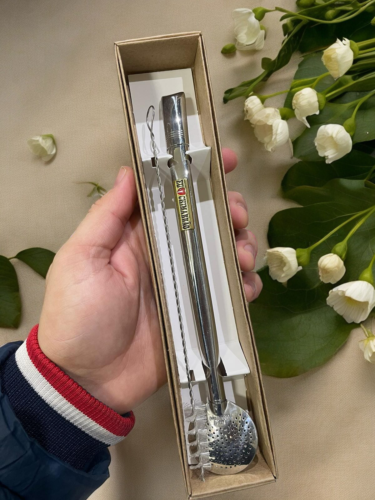 BOMBA DE INOX DESMONTÁVEL PINGENTE EU AMO CHIMARRAO