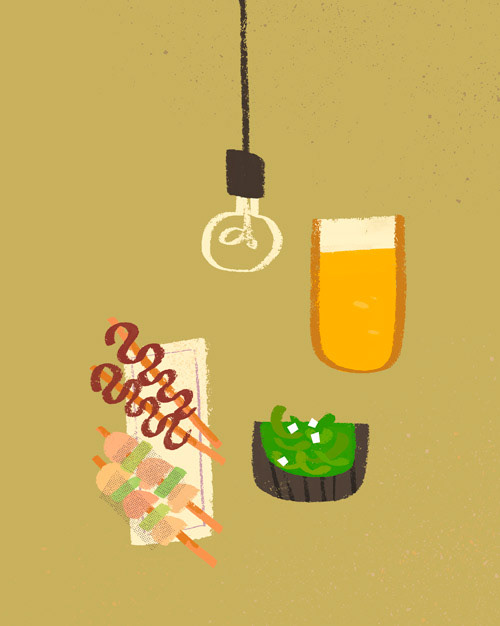 Art illustration of japanese food by Cris Tamay