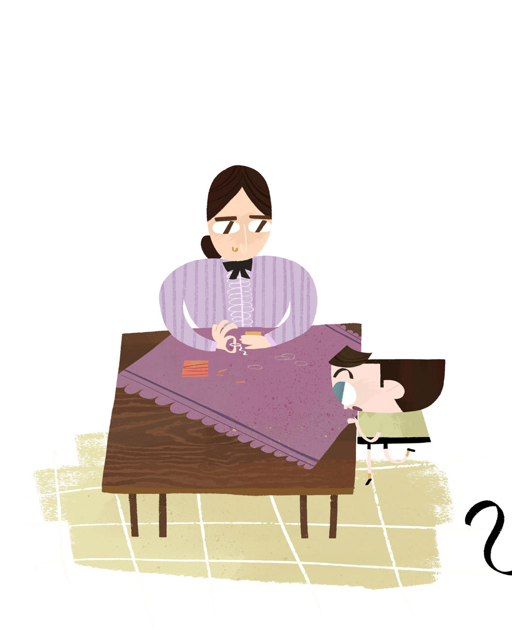 Nikola Tesla with his mom illustration by Cris Tamay