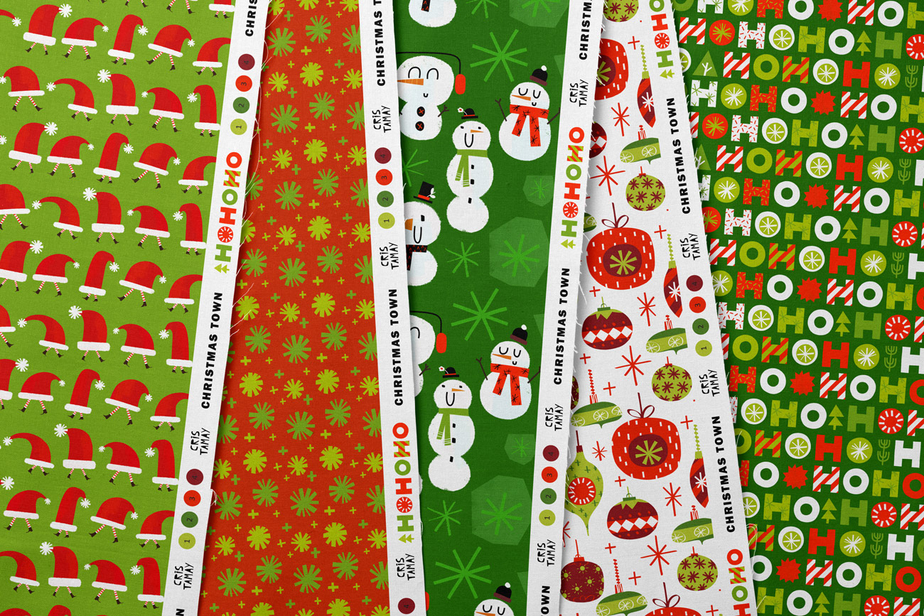 Festive Christmas pattern collection for fabric by Cris Tamay