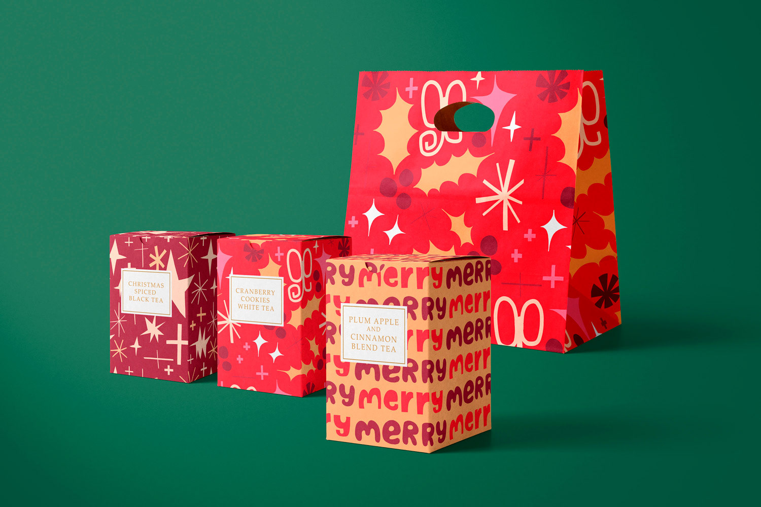 Festive pattern collection for tea packaging by Cris Tamay