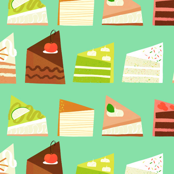 Colorful cakes surface pattern design by Cris Tamay