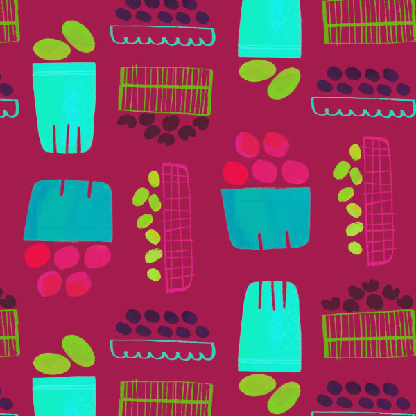 Fruit baskets from a market pattern by Cris Tamay