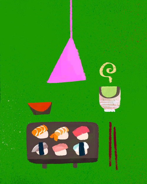 Art illustration of sushi by Cris Tamay