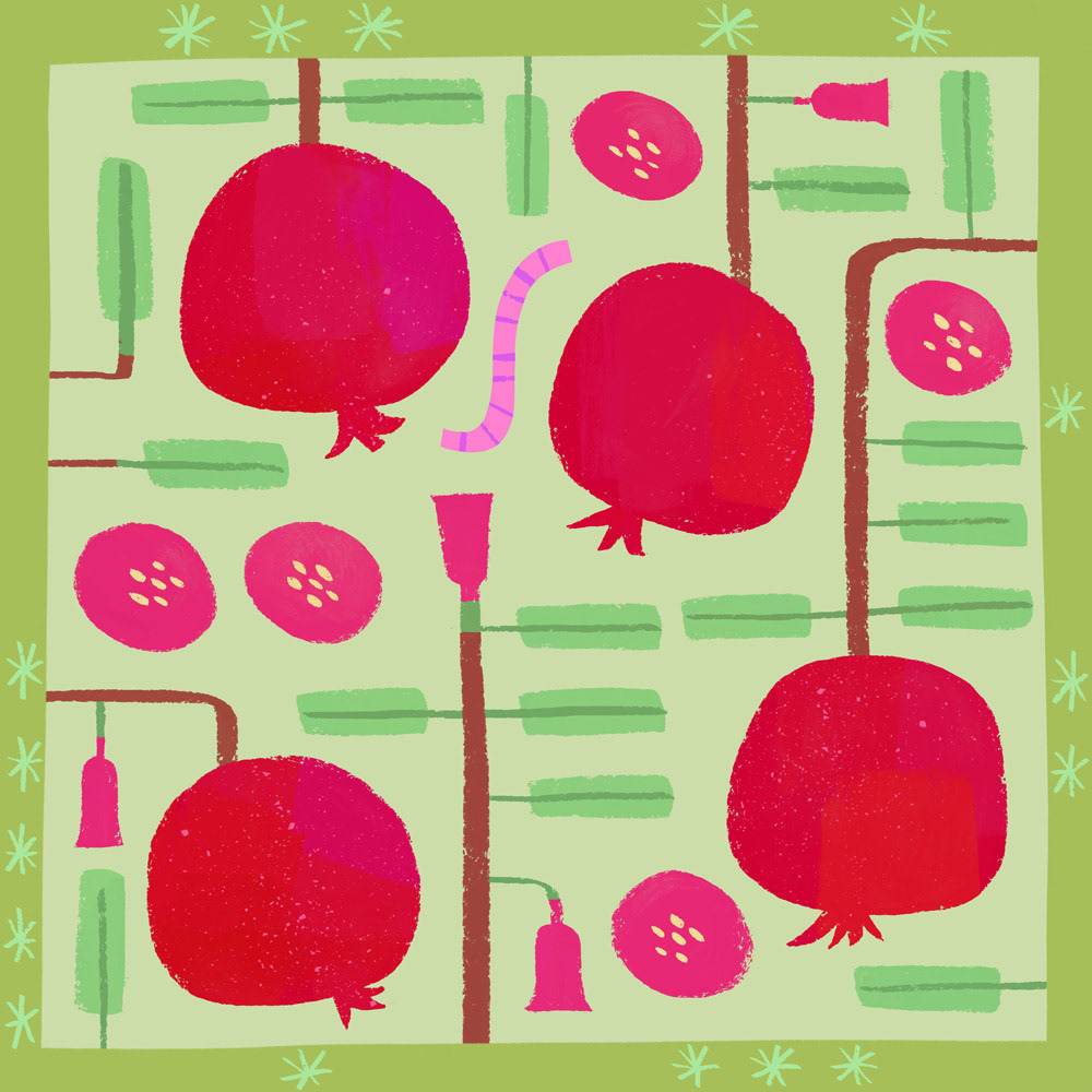 Pomegranate tree surface design by Cris Tamay