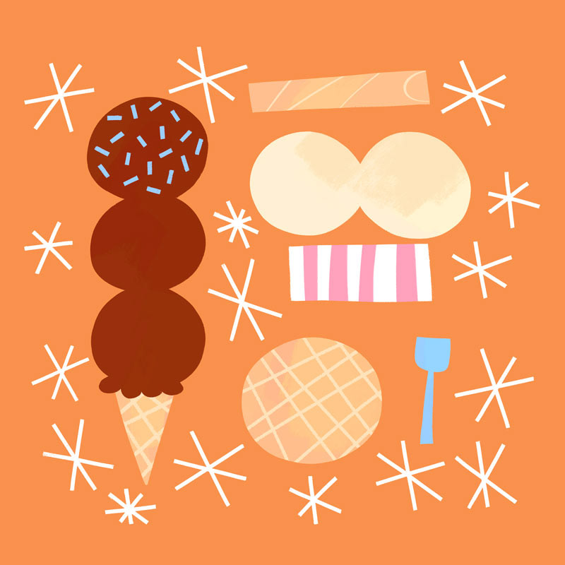 Different ice cream types illustration by Cris Tamay