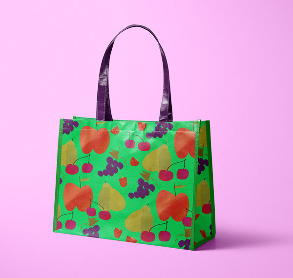 Shopper bag with a bold fruit pattern by Cris Tamay