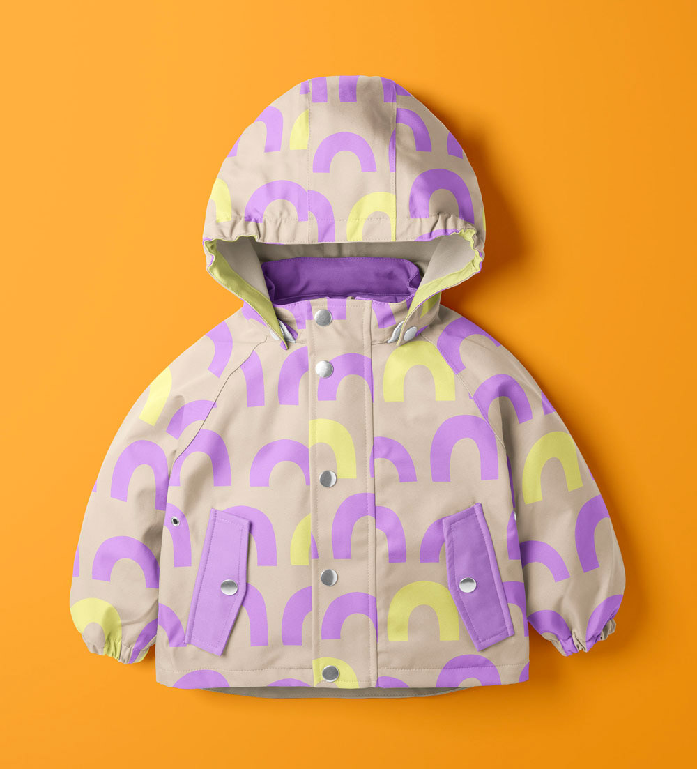 Kids coat with an arches geometric pattern by Cris Tamay.