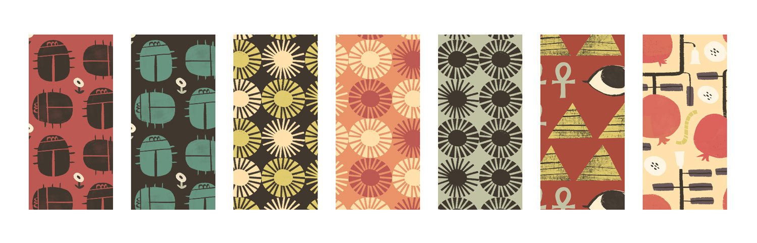 Egypt pattern collection alternative colorways by Cris Tamay