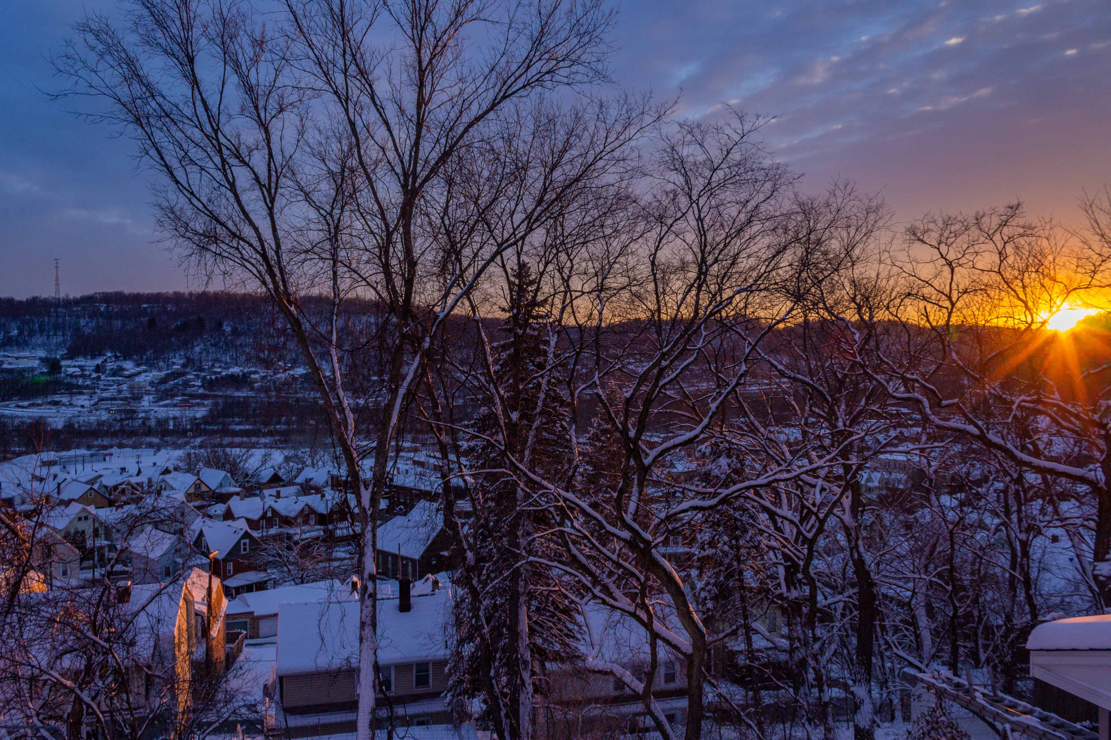 46- Sunset over a Snow-covered Town