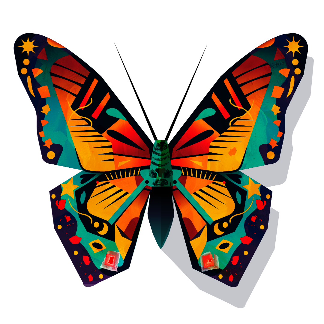 Colorful Geometric butterfly illustration clancy riehm editorial  vector art adobe illustrator 