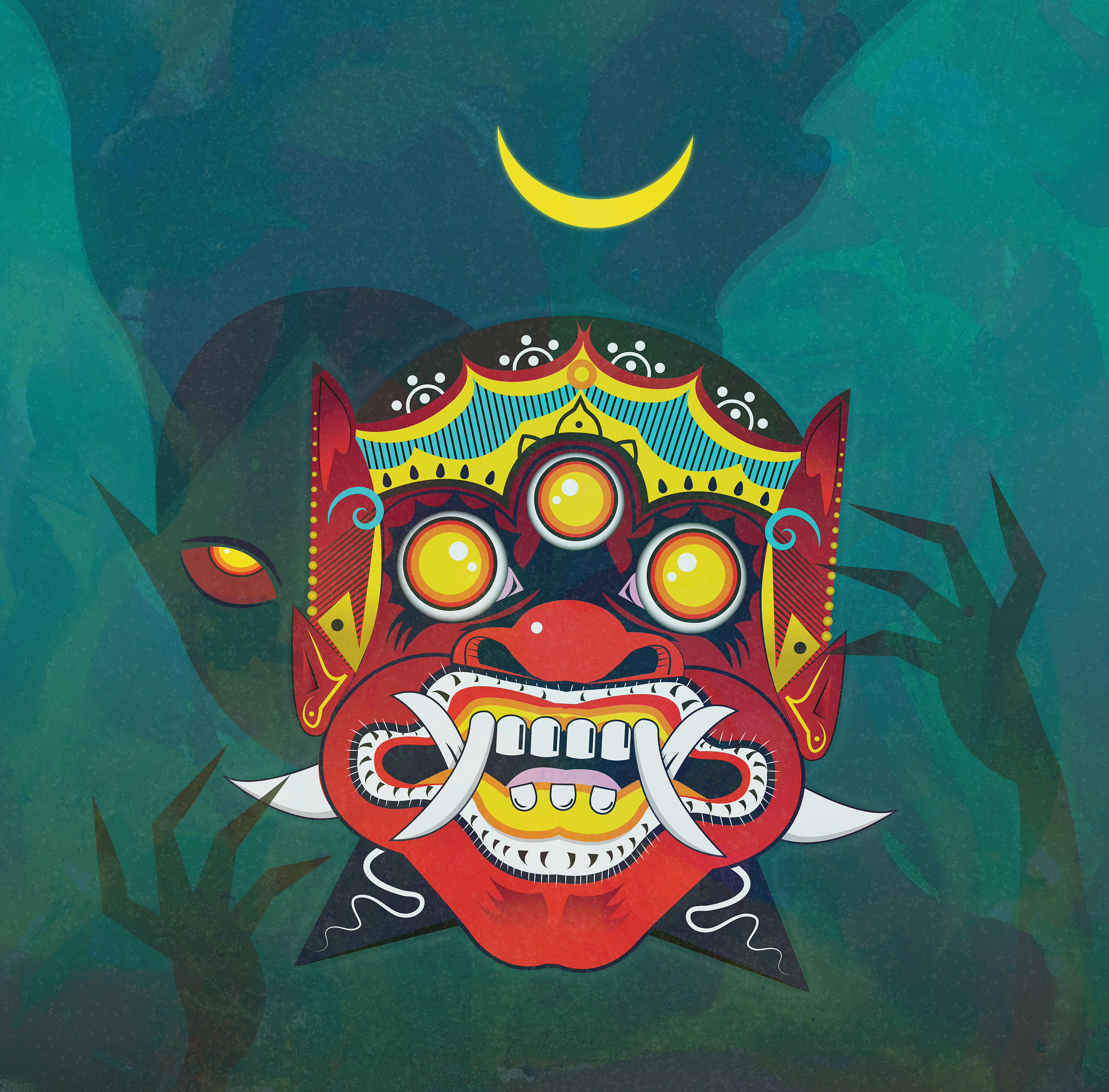 clancy riehm bali dragon mask illustration 