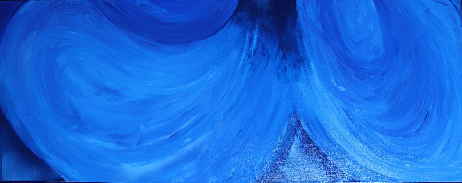 Blue Body Field #4 - 16" x 40", spray paint on canvas